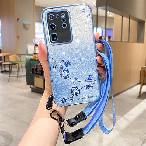 KADEM For Samsung Galaxy S20 Ultra Case Glitter TPU Phone Cover with Strap