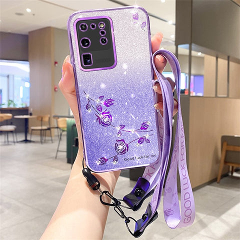 KADEM For Samsung Galaxy S20 Ultra Case Glitter TPU Phone Cover with Strap