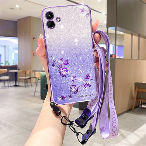 KADEM For Samsung Galaxy F14 5G / M14 5G Case Glitter TPU Phone Cover with Strap