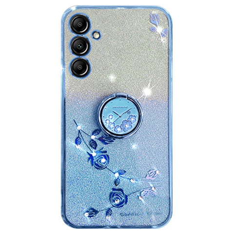 KADEM For Samsung Galaxy M54 5G / F54 5G Flowers Cover Ring Kickstand Glitter Rhinestone TPU Phone Case