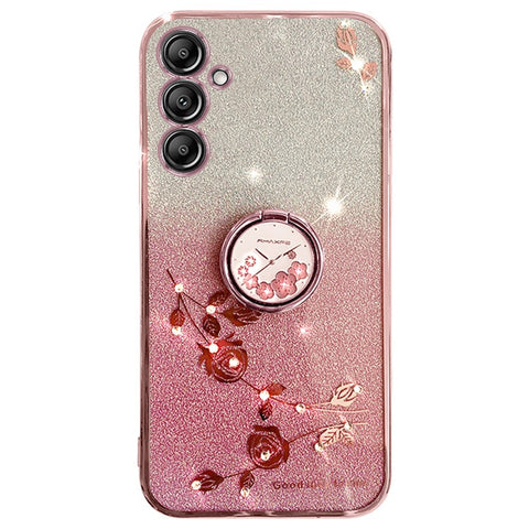KADEM For Samsung Galaxy M54 5G / F54 5G Flowers Cover Ring Kickstand Glitter Rhinestone TPU Phone Case