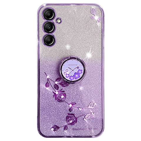 KADEM For Samsung Galaxy M54 5G / F54 5G Flowers Cover Ring Kickstand Glitter Rhinestone TPU Phone Case