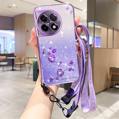KADEM For OnePlus 11 5G / 11 Pro 5G Case Rhinestone Glitter Phone TPU Cover with Strap