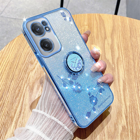 KADEM For OnePlus Nord CE 2 5G Case TPU Ring Kickstand Glitter Mobile Phone Protector