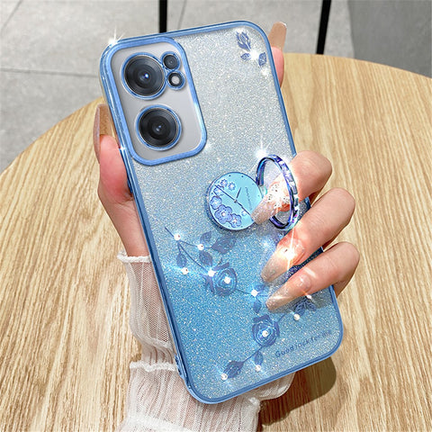 KADEM For OnePlus Nord CE 2 5G Case TPU Ring Kickstand Glitter Mobile Phone Protector