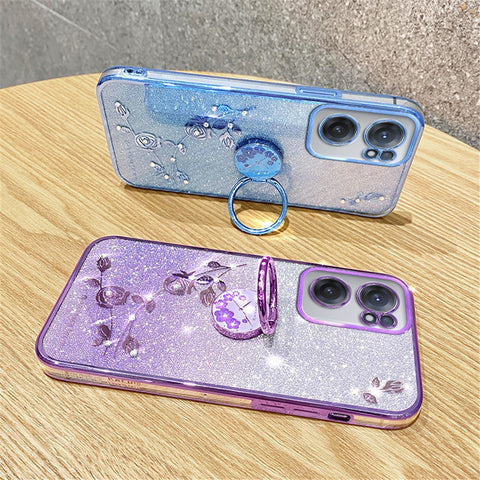 KADEM For OnePlus Nord CE 2 5G Case TPU Ring Kickstand Glitter Mobile Phone Protector