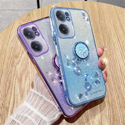 KADEM For OnePlus Nord CE 2 5G Case TPU Ring Kickstand Glitter Mobile Phone Protector