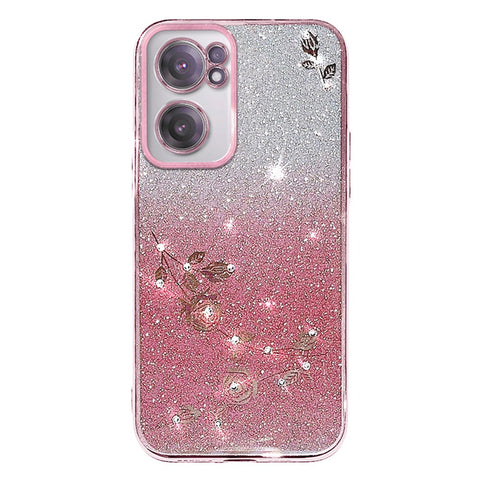 KADEM For OnePlus Nord CE 2 5G Case Rhinestone TPU Cellphone Gradient Cover with Strap
