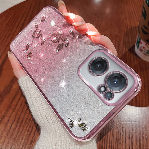 KADEM For OnePlus Nord CE 2 5G Case Rhinestone TPU Cellphone Gradient Cover with Strap
