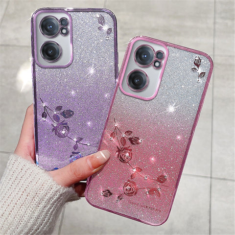 KADEM For OnePlus Nord CE 2 5G Case Rhinestone TPU Cellphone Gradient Cover with Strap