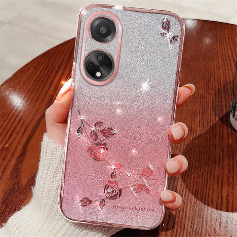 KADEM For Oppo A78 4G Case Mobile Phone Cover Rhinestone Flower Decor Phone Shell
