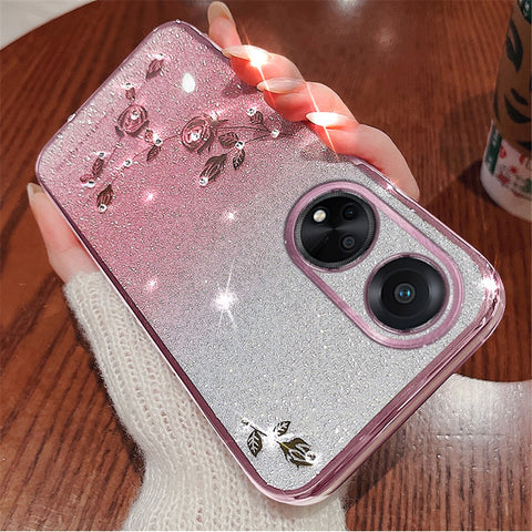 KADEM For Oppo A78 4G Case Gradient Glitter TPU Phone Back Cover with Strap