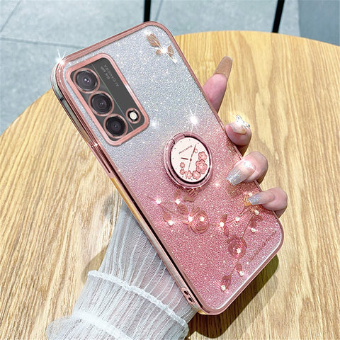 KADEM For Oppo A74 4G / F19 / F19s / A95 4G / Reno6 Lite Case Glitter TPU Kickstand Phone Cover