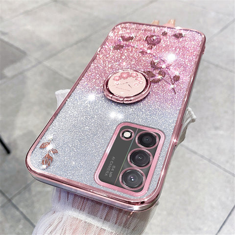 KADEM For Oppo A74 4G / F19 / F19s / A95 4G / Reno6 Lite Case Glitter TPU Kickstand Phone Cover