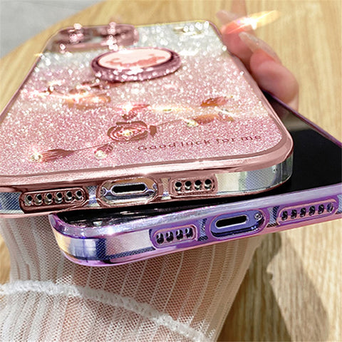 KADEM For Oppo A74 4G / F19 / F19s / A95 4G / Reno6 Lite Case Glitter TPU Kickstand Phone Cover