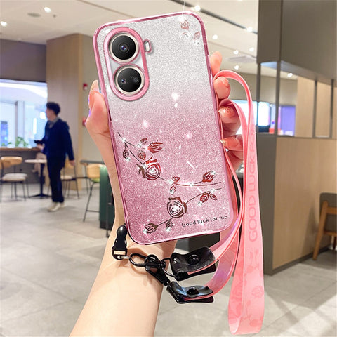 KADEM For Huawei nova 10 SE 4G Case Bling Glitter TPU Phone Cover with Strap