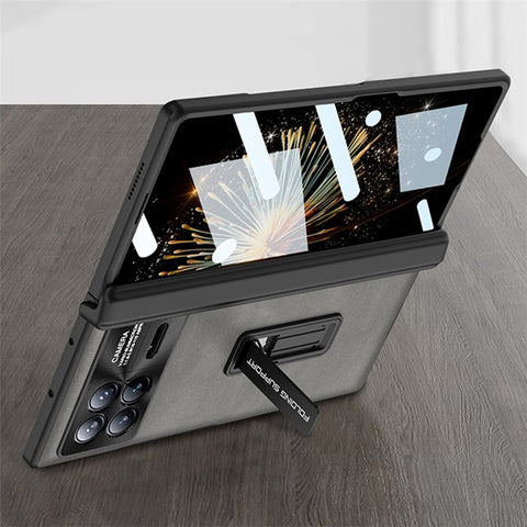 GKK For Xiaomi Mix Fold 3 5G Case Tempered Glass Film Leather+PC Matte Cover with Magnetic Hinge