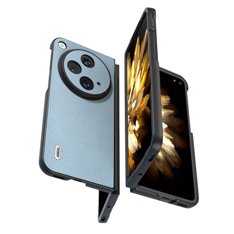 ABEEL For Oppo Find N3 5G / OnePlus Open Case Litchi Texture Genuine Cow Leather Coating Cover