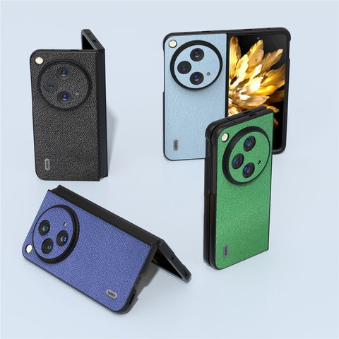 ABEEL For Oppo Find N3 5G / OnePlus Open Case Litchi Texture Genuine Cow Leather Coating Cover