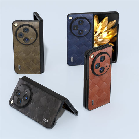 ABEEL For Oppo Find N3 5G Case PU Leather Grid Texture Shockproof Phone Cover