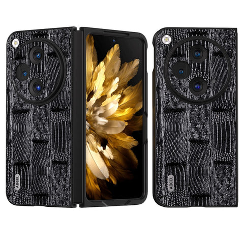 ABEEL For Oppo Find N3 5G Case Genuine Cow Leather Mahjong Texture Back Cover