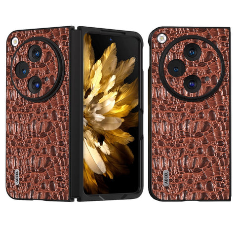 ABEEL For Oppo Find N3 5G Case Genuine Cow Leather Canopy Texture Phone Back Cover