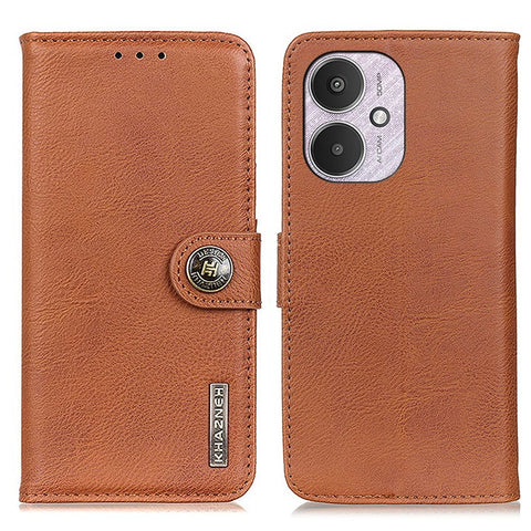 KHAZNEH For Xiaomi Redmi 13C 4G / 5G / 13R 5G / Poco M6 5G / Poco C65 4G Case Cowhide Texture Stand Wallet Smartphone Cover