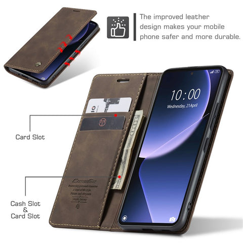 CASEME 013 Series For Xiaomi 13T / 13T Pro / Redmi K60 Ultra Case PU Leather Folio Stand Phone Cover