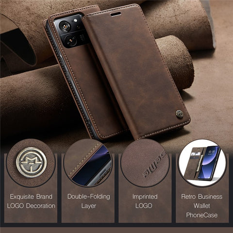 CASEME 013 Series For Xiaomi 13T / 13T Pro / Redmi K60 Ultra Case PU Leather Folio Stand Phone Cover