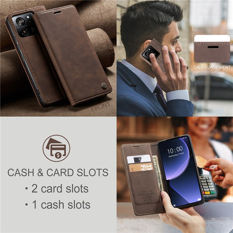 CASEME 013 Series For Xiaomi 13T / 13T Pro / Redmi K60 Ultra Case PU Leather Folio Stand Phone Cover