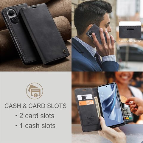 CASEME 013 Series For Oppo Reno10 5G (Global) /  Reno10 Pro 5G (Global) Case PU Leather Wallet Flip Cover
