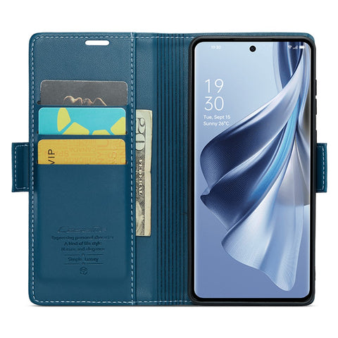For Oppo Reno10 5G (Global) / Reno10 Pro 5G (Global) Leather Case CASEME 023 RFID Blocking 3 Card Slot Mobile Cover