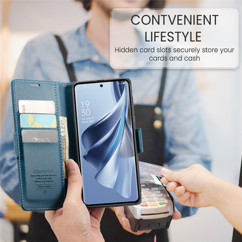 For Oppo Reno10 5G (Global) / Reno10 Pro 5G (Global) Leather Case CASEME 023 RFID Blocking 3 Card Slot Mobile Cover