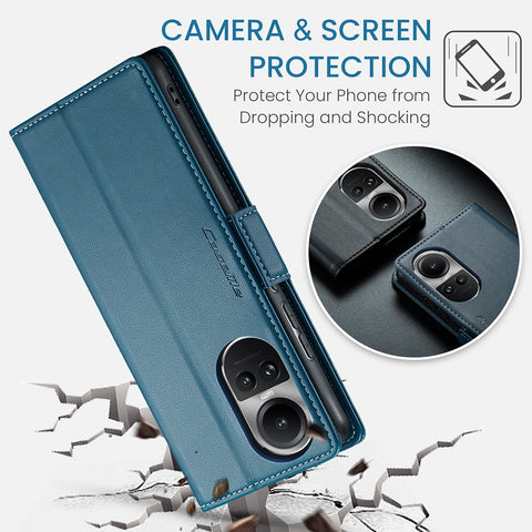 For Oppo Reno10 5G (Global) / Reno10 Pro 5G (Global) Leather Case CASEME 023 RFID Blocking 3 Card Slot Mobile Cover