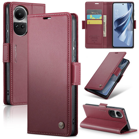 For Oppo Reno10 5G (Global) / Reno10 Pro 5G (Global) Leather Case CASEME 023 RFID Blocking 3 Card Slot Mobile Cover