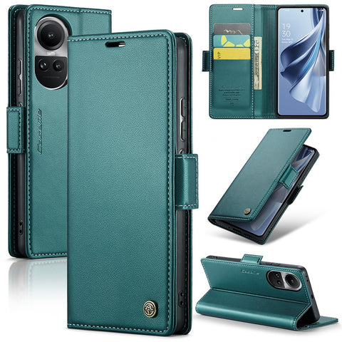 For Oppo Reno10 5G (Global) / Reno10 Pro 5G (Global) Leather Case CASEME 023 RFID Blocking 3 Card Slot Mobile Cover