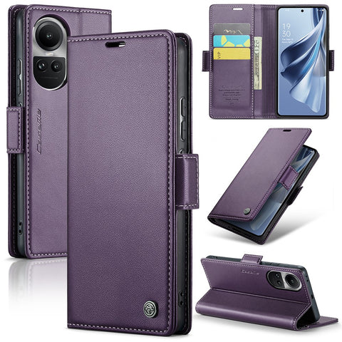For Oppo Reno10 5G (Global) / Reno10 Pro 5G (Global) Leather Case CASEME 023 RFID Blocking 3 Card Slot Mobile Cover