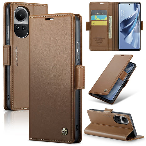 For Oppo Reno10 5G (Global) / Reno10 Pro 5G (Global) Leather Case CASEME 023 RFID Blocking 3 Card Slot Mobile Cover