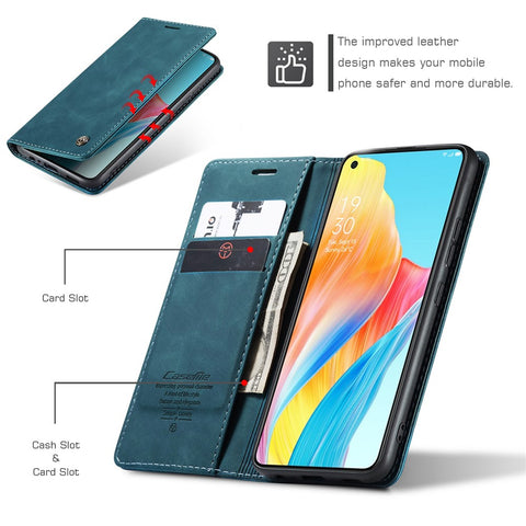CASEME 013 Series For Oppo A78 4G Case PU Leather Stand Magnetic Closure Phone Cover
