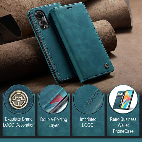CASEME 013 Series For Oppo A78 4G Case PU Leather Stand Magnetic Closure Phone Cover