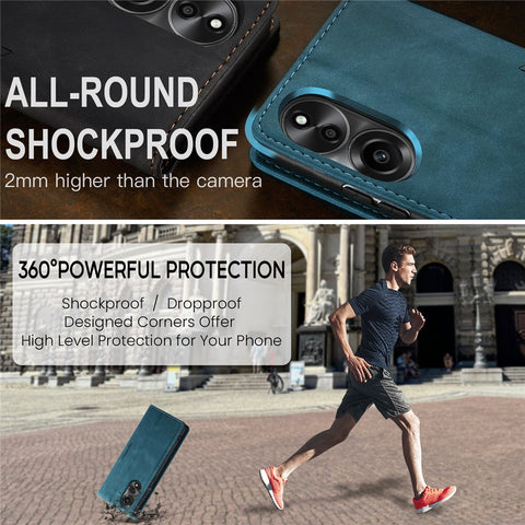 CASEME 013 Series For Oppo A78 4G Case PU Leather Stand Magnetic Closure Phone Cover