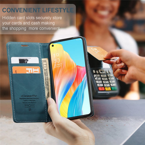 CASEME 013 Series For Oppo A78 4G Case PU Leather Stand Magnetic Closure Phone Cover