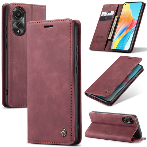 CASEME 013 Series For Oppo A78 4G Case PU Leather Stand Magnetic Closure Phone Cover