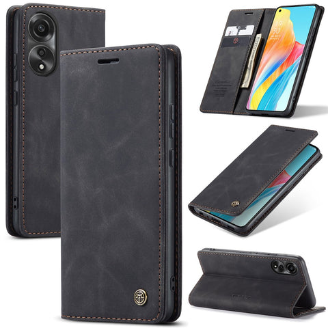 CASEME 013 Series For Oppo A78 4G Case PU Leather Stand Magnetic Closure Phone Cover