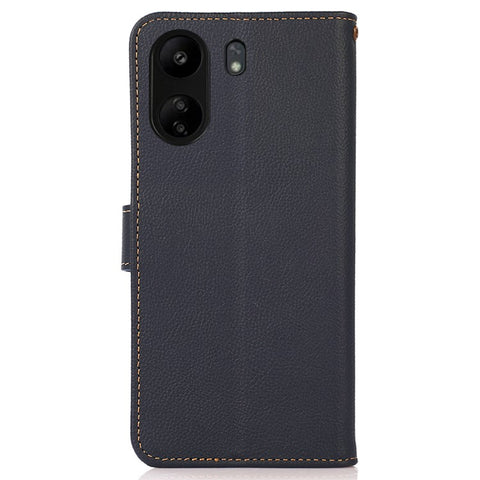 KHAZNEH For Xiaomi Redmi 13C 4G / 13C 5G / Poco C65 4G / Poco M6 5G / 13R 5G Case Genuine Cow Leather RFID Blocking Phone Cover