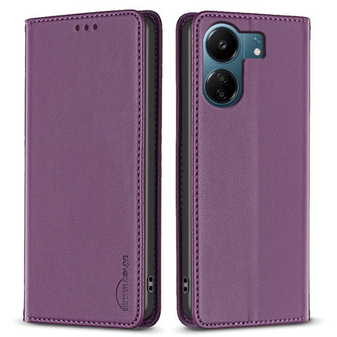 BINFEN COLOR BF18 For Xiaomi Redmi 13C 4G / 13C 5G / 13R 5G / Poco M6 5G / Poco C65 4G Case Folio Flip PU Leather Phone Cover