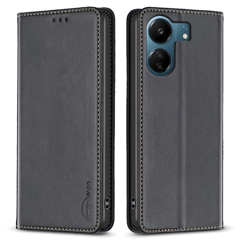 BINFEN COLOR BF18 For Xiaomi Redmi 13C 4G / 13C 5G / 13R 5G / Poco M6 5G / Poco C65 4G Case Folio Flip PU Leather Phone Cover