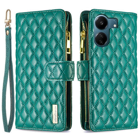 BINFEN COLOR BF Style-15 For Xiaomi Redmi 13C 4G / 13C 5G / 13R 5G / Poco M6 5G / Poco C65 4G Case Zipper Wallet Stand Leather Cover