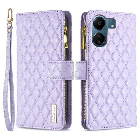 BINFEN COLOR BF Style-15 For Xiaomi Redmi 13C 4G / 13C 5G / 13R 5G / Poco M6 5G / Poco C65 4G Case Zipper Wallet Stand Leather Cover