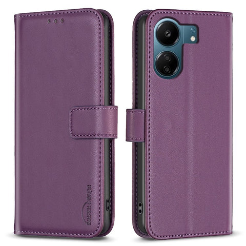 BINFEN COLOR BF17 For Xiaomi Redmi 13C 4G / 13C 5G / 13R 5G / Poco M6 5G / Poco C65 4G Case PU Leather Horizontal Stand Phone Cover